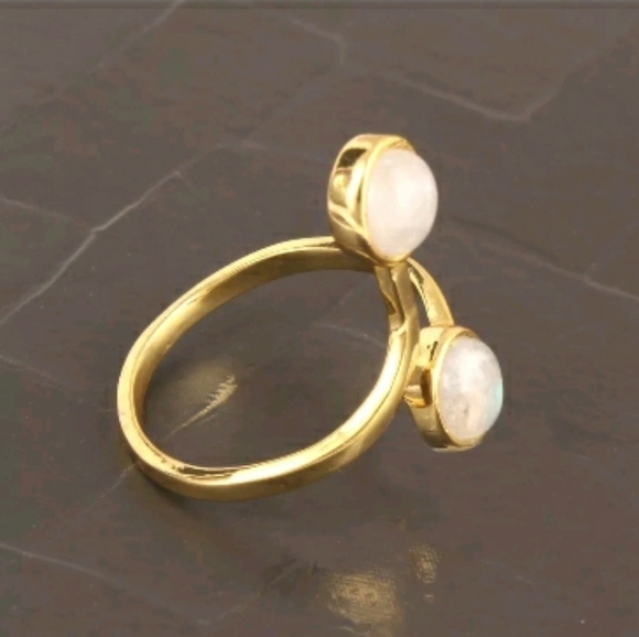 Blue fire moonstone double ring - Picture 5 of 7